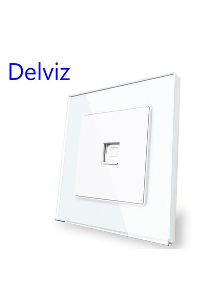 Choice1 Computer Socket Delviz Toughened Glass Switch, White Crystal Panel 16...