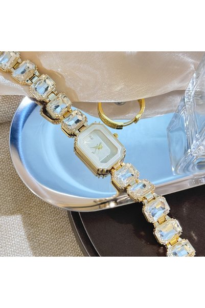 Choice6 WHITE women's large section rhinestone chain rectangular color case r...