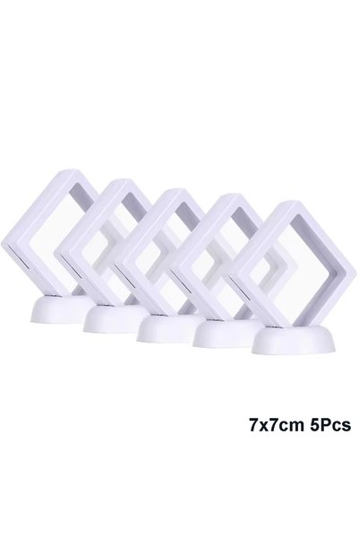 Choice 7x7 سم 5 قطع 5 قطع بيضاء 5 قطع علبة عرض عائمة إطار خاتم قلادة قرط صندو...