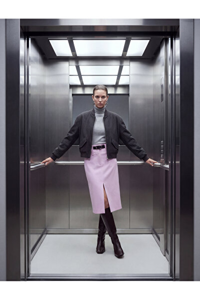 Koton Belted Regular Waist Slit A-Line Midi Skirt