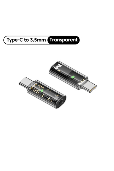 Choice1 محول صوت USB C شفاف من النوع C إلى مقبس سماعات الرأس 3.5 ملم، موصل فك...