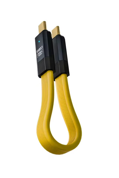 choice2 كابل USB C إلى USB C قصير أصفر بطول 20 سم، شحن سريع 100 واط، سلك USB ...