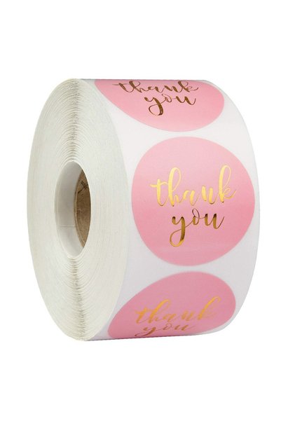 Choice6 Other 2.5cm Pink 500pcs Round Labels Kraft Paper Thank You Sticker Dr...