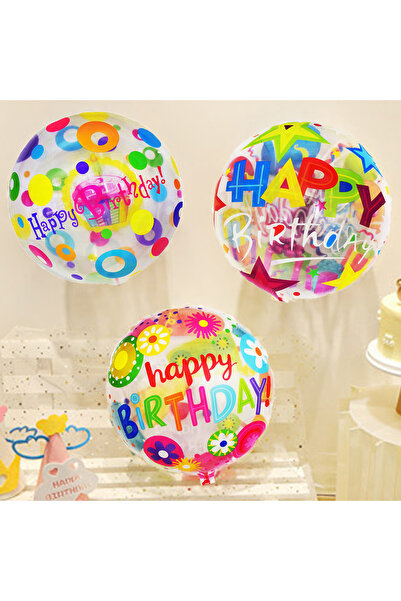 Choice 18inch mix 3pcs 18 Inch Transparent Printing Happy Birthday Balloons C...