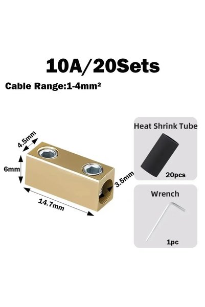 Choice3 20pcs 10A S 10/20Sets Brass Terminal Block with Heat Shrink Tubing 10...