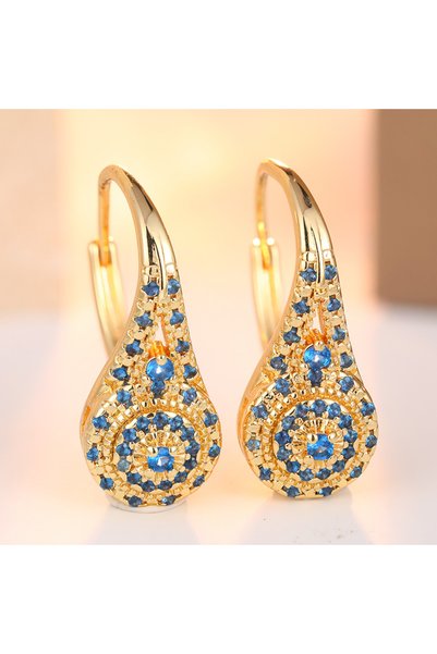 choice2 MULTI G117 Luxury Shiny Multicolor Synthetic Zirconia Golden Dangle E...
