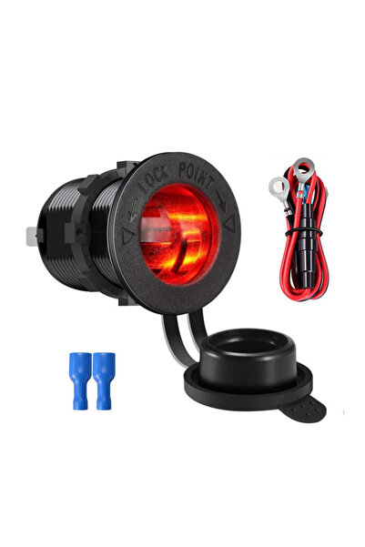 choice2 Red with wire Cigarette Lighter Socket Car Marine Motorcycle ATV RV L...