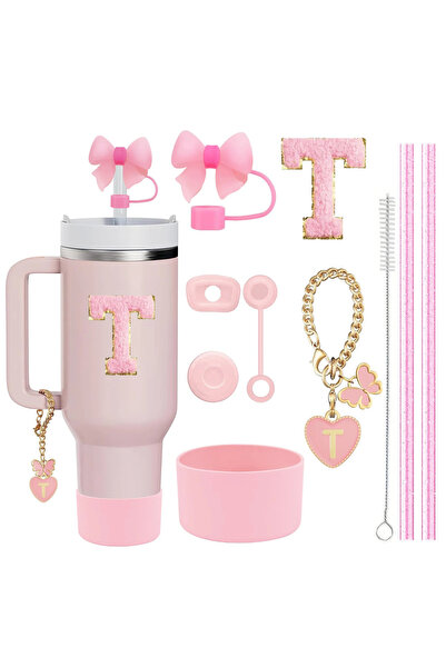 Choice10 T-Letter-Pink-10pcs 10PCS Accessories Set for Stanley Cup, 2 Straw a...