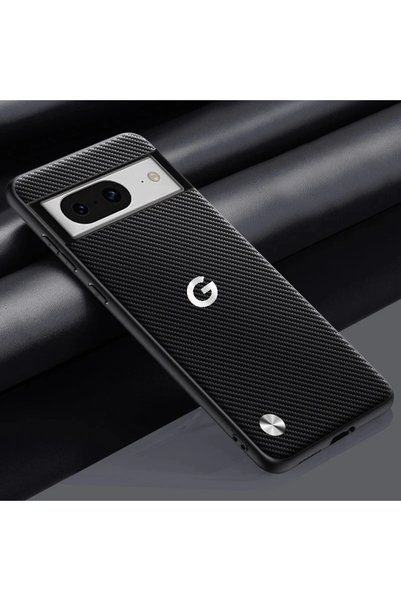 Choice أسود غير لامع لـ Pixel 7 حقيبة هاتف فاخرة من جلد الكيفلار الأصلي مع شع...