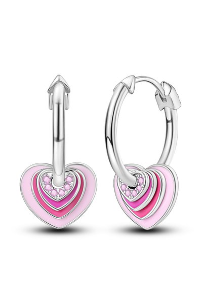 Choice KTE264 Silver Plated Hoop Earring Original Pendientes Love Heart Shape...