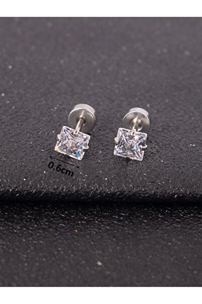 Choice 1 pair 6mm 1-5pairs Simple Square Stainless Steel Stud Earrings For Me...