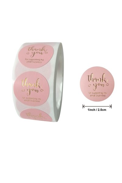 Choice14 Other Pink Thank Business 500pcs Round Labels Kraft Paper Thank You ...