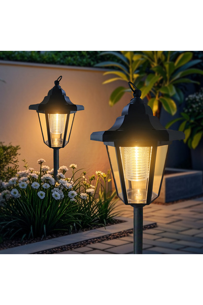 Choice 0-5W 2 PCS 1PC/2PC Hexagonal Solar Path Lights Outdoor Hanging Lantern...