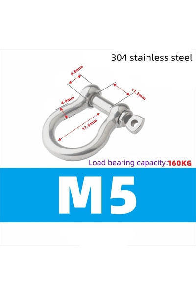 Choice M5-2pcs 304 Stainless Steel Japanese/European Bow Extended Shackle - D...
