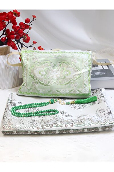 Choice 70CMx110CM green 3pcs/1set Muslim Prayer Rug With Prayer Beads and Por...