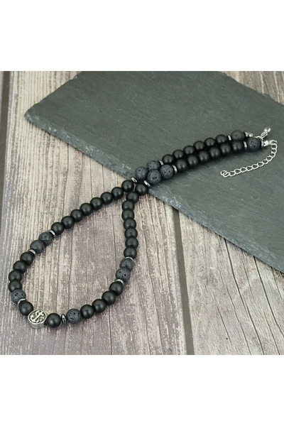 Choice3 onyx Stylish Men Necklace Natural Stone Lava Tiger Eyes Obsidian Bead...