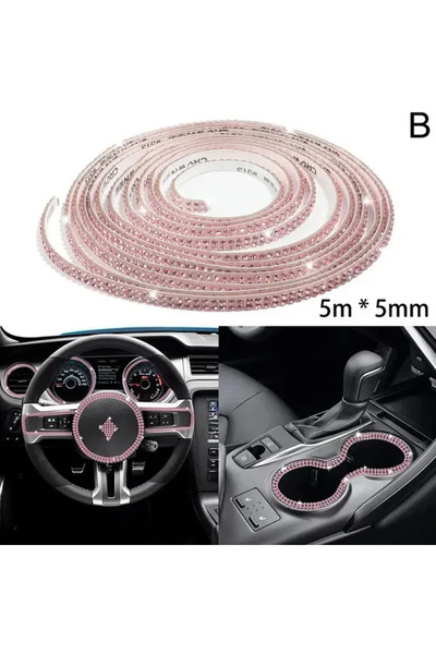 Choice3 Pink Car Decorative Stickers Auto Crystal Artificial Diamond Girls Ca...