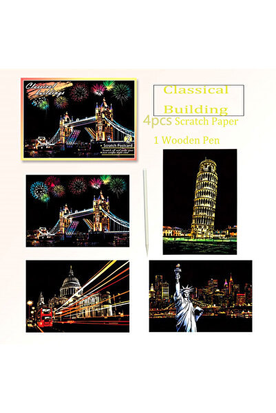 Choice1 Classic Building 20*14cm DIY Night Scene Painting Scratch Colorful Dr...