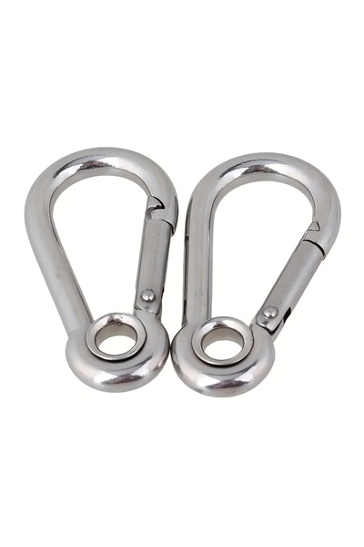 Choice 2pcs 2Pcs 304 Stainless Steel Carabiner Spring Hook Outdoor Camping Lo...