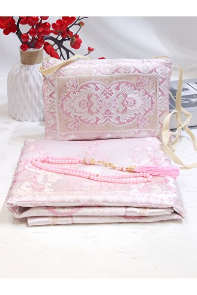 Choice 70CMx110CM pink 3pcs/1set Muslim Prayer Rug With Prayer Beads and Port...