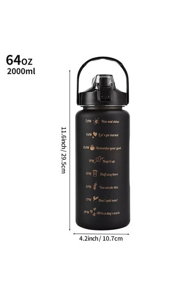 Choice1 2.0L Black 2000ml Large Capacity Plastic Water Bottle Frosted Gradien...