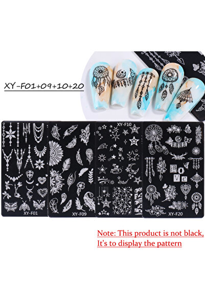 Choice XY-F01 09 10 20 4 قطع لوحات ختم فن الأظافر البوهيمي على شكل ماسك الأحل...
