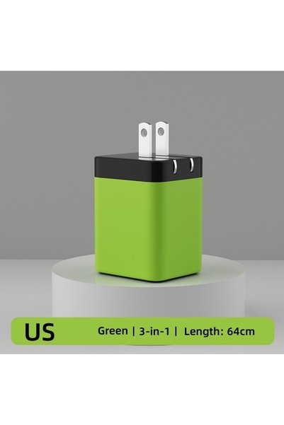 Choice5 رأس شحن سريع USB 3 في 1 من US green Elough مع كابل تلسكوبي من نيتريد ...