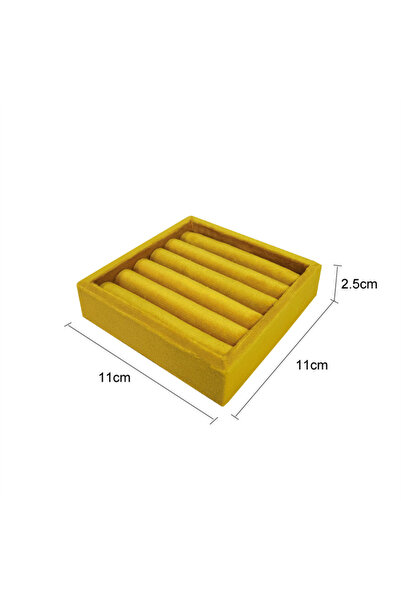 Choice3 Brilliant yellow 11*11Cm Ring Tray Velvet Jewelry Display Storage Ear...
