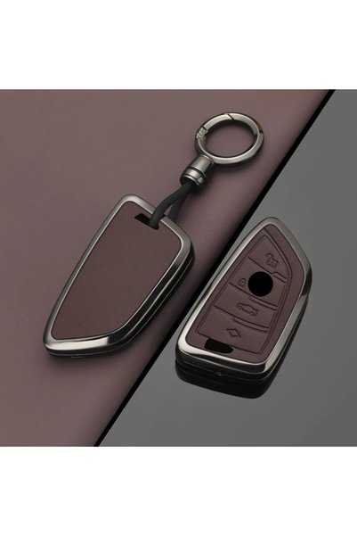 Choice1 غطاء مفتاح سيارة من السبائك المعدنية بني اللون بأربعة أزرار لسيارات B...