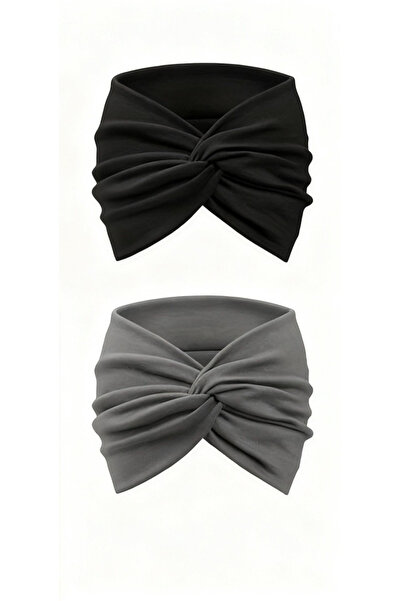 Choice Black and Grey Loose Sports Headband for Women, Yoga Elastic Headband ...