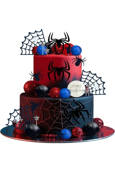 Choice1 JTG501996 Spider Cake Topper with Spider Web Balls Stars for Boys Men...
