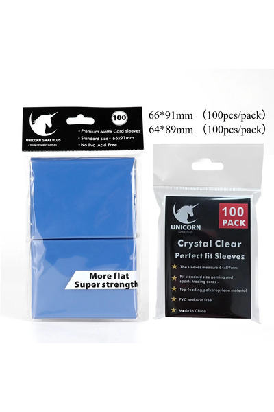 choice2 Blue 200PCS Matte Card Sleeves Trading Cards Double Layer Standard Si...