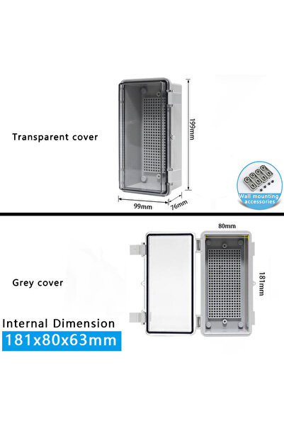 Choice42 Transparent Cover 199x99x75mm IP66 Outdoor Waterproof ABS Gray/Trans...