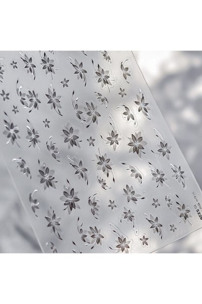 NAILFYOU TO5228S Chic Botanical Flower 5D Nail Art Sticker Black White Sheer ...
