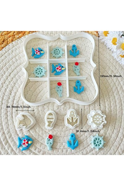 Choice A 6Pcs Ocean Tic Tac Toe Cookie Cutter Set Shell Coral Fish Palm Tree ...