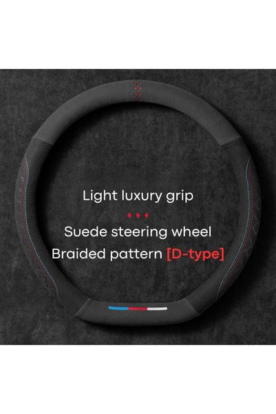 Choice Braided D Car Steering Wheel Covers Cowhide Suede Steering Wheel Cover...