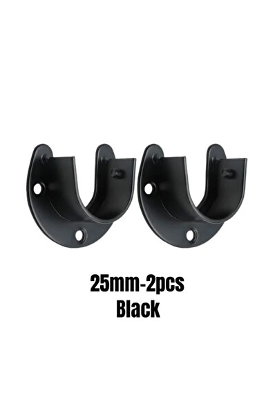 Choice 25mm Black 2PCS 304 Stainless Steel Flange Seat Wardrobe Hanger Rod Fi...