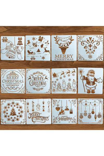 Choice 12pcs Christmas B 12pcs Christmas Series Painting Stencils - Reusable,...