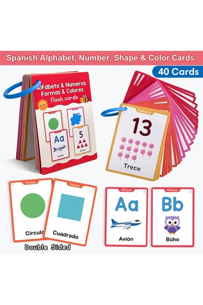 Choice 40Pcs 40Pcs Spanish Alphabet Number Color & Shape Themes Learning Card...