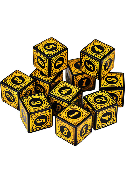 Choice 10pcs Yellow 10PCS/Set Acrylic Dice Set D6 Carved Pattern Polyhedron D...