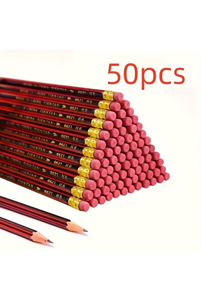 Choice 50pcs HB Wooden Pencils with Erasers - Red & Black Barrels for Writing...