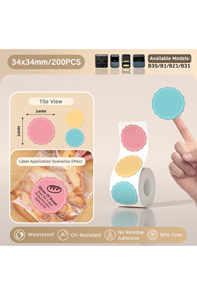 Choice6 Round 3434 Niimbot White Adhesive Label Waterproof Sticker Round Pape...