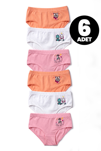 Öts Kız Çocuk 6'lı Paket Pamuklu Bato Külot, Mix Color Vücudu Saran Esnek Kum...