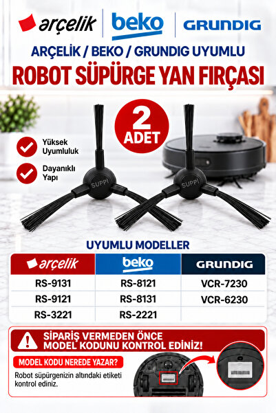 Arçelik RS 8131 -RS 9131-RS9121- RS821-RS8131  Robot Süpürge Orijinal 2 Li Ya...