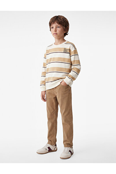 Koton Regular Fit Crew Neck Long Sleeve Striped Printed Sweatshirt