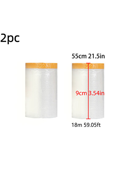 Choice 55cmx18mx2pc Pre-Taped Masking Film Protection PE Covering Cloth Tape ...