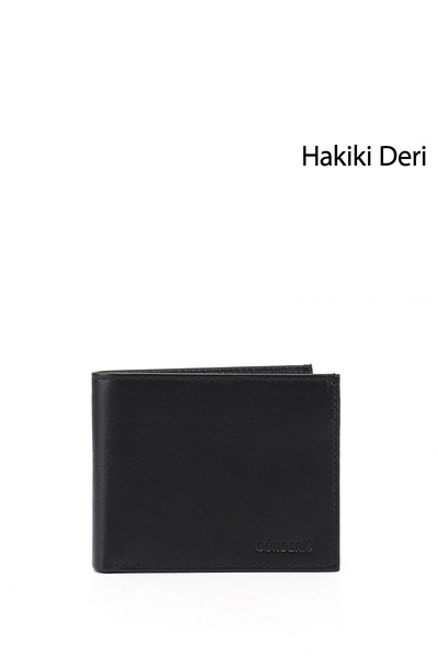 GÖNDERİ(R) Erkek Siyah Hakiki Deri Yatay Cüzdan