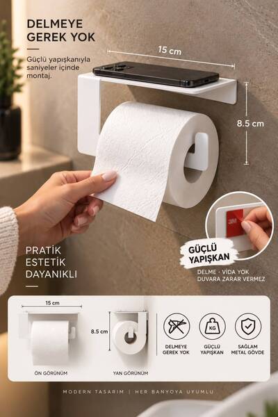 Grassi PREMİUM-YAPIŞKANLI - Tuvalet Kağıtlığı ve Askısı-raflı Tuvalet Kağıdı ...