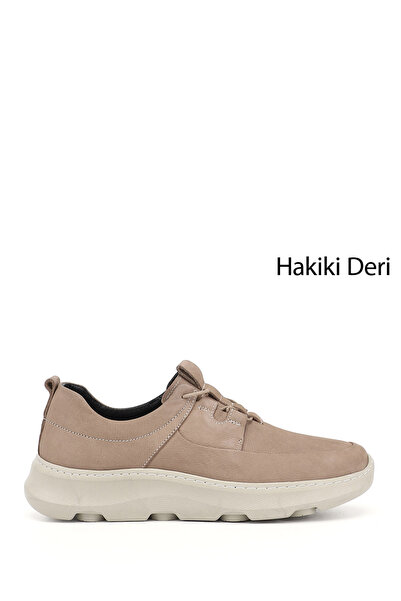 GÖNDERİ(R) Men's Mink Nubuck Lace-Up Genuine Leather Comfort Sneaker