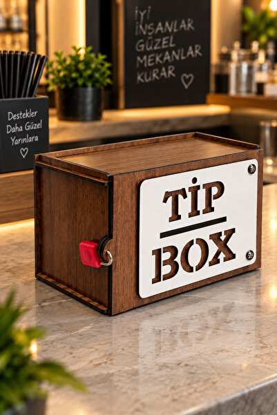 Genel Markalar Ahşap Tip Box Bahşiş Kutusu Kilitli Pleksi Kapaklı Kafe Restor...